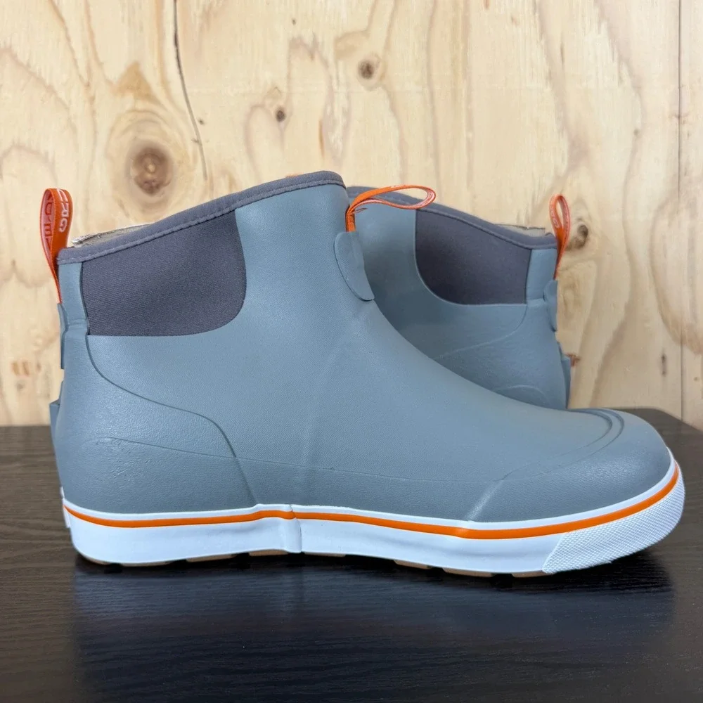 Grundens Deck Boss Ankle Boots Mens 9 Gray New Waterproof Fishing Rain Boots